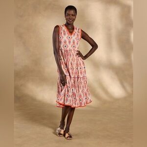 Sundance NWT Annetta Eyelet Tank Sleeveless Dress Orange Multi Colored Lined L